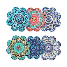 유럽 스타일 도자기 플라워 컵받침 6종 세트, 6개, 혼합 컬러