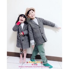 櫻桃威利兒童格子西裝外套韓風秋冬款男女童裝時尚有型舒適保暖