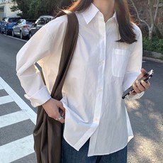 여성 베이직 무지셔츠 여자오피스룩 화이트 셔츠 흰색 블라우스 오피스룩 남방 긴팔 무지