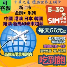 環遊世界SIM卡 5-30天 高速無限上網 - 中港澳日韓新馬印泰柬越菲紐澳, 1個, 實體卡 5天,E【金鑽+】韓國高速無限量