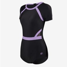 Zoke 拼接設計短袖連身泳衣 (雙胸墊)