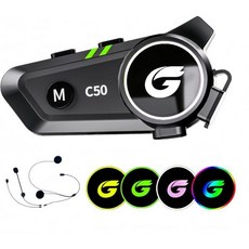 오토바이 헬멧용 블루투스 헤드셋 C50 스테레오 사운드 2방향 1000m 통신 시스템 인터콤 스피커 CVC 소음 제거 기능 음악 통화 제어 IP67 방수 라이딩용 280059, C50 1 PACK