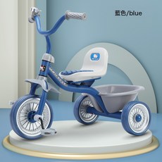 兒童三輪腳踏車 1-6歲 帶鬥 防側翻, 藍色＋後框:如圖所示, 1個