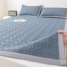 클라우드벨 여름용 Ice-Stretch 1.0신공법 순간냉감 냉감패드 통기성 세탁가능 다사이즈 방지 냉방 침구+베갯잇, 다크블루