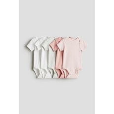 H&M 브랜드관 코튼 바디수트 5피스 세트 라이트 핑크/라이트 그레이 멜란지 1088033002