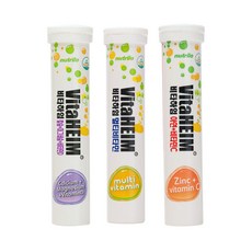 비타하임 발포비타민 3가지맛 골고루발송 (아연20정+멀티비타민20정+칼슘15정), 3개