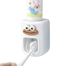 DAGUMLIFE 원터치 자동 치약짜개 디스펜서 무타공 걸이, 화이트