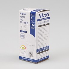 비츠온 LED 미니 크립톤 E14 5W, 주광색, 2개