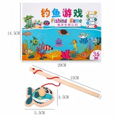 兒童木製磁性釣魚玩具 益智早教仿真釣魚遊戲 BSMI:M74979, 1個, 彩盒款