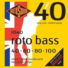 ROTOSOUND 電貝斯弦 長弦 中等輕弦徑 鎳弦製 英國製, 1個, RB40