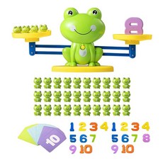 青蛙天平兒童早教數學益智玩具 訓練加減法邏輯思維 早教玩具數字砝碼遊戲, 綠色, 1個