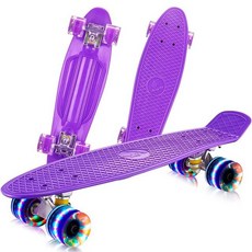 페니보드 페니크루져보드 깜박이는 바퀴 단일 로커 22 인치 스케이트 미니 크루저 최대 100kg 하중 베어링, 자주색, 03 Purple, 1개