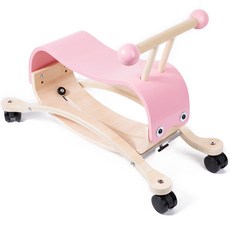 木製兒童滑步車搖搖木馬二合一, 二合一搖馬學步車粉色款3.5kg, 1個