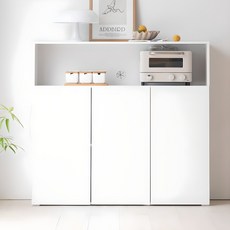 베이지메이트 애니 다용도 3단 오픈 높은 수납장 1200 방문설치, 퓨어 화이트