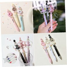 비즈 장식 볼꾸 완성품 사색 볼펜 꾸밈 볼펜 핸드메이드 감성 문구 소품 학생, 1개, 볼꾸 완성품 4색볼펜-01.공주드레스