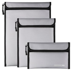 JONYEE 3팩 업그레이드된 내화성 문서 가방 내화성 및 방수 가방 알루미늄 호일 안감 내화성 및 방수 안전 지퍼 보관 정리함 파우치 소지품 문서용(그레이), JONYEE 3팩 업그레이드된 내화성 문서 가방, 내화