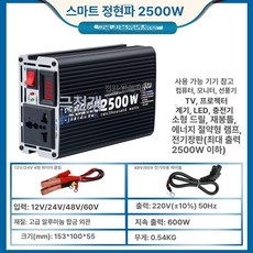 인버터 차량용 220v 24v 전압 12v 48v 4000w 자동차용 순수정현파, 2500W
