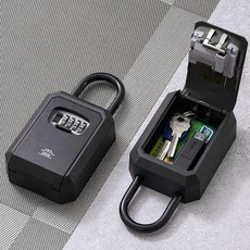 防盜貓眼門口密碼鑰匙盒 免打孔安裝 民宿工地臨時家用 鑰匙收納盒, 1個, 大號黑色塑料掛鉤款,官方正品