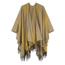 Urban CoCo 여성용 프린트 태슬 오픈 프런트 판초 케이프 랩 숄 시리즈 12-블랙 One Size 142283, 시리즈 16-카키