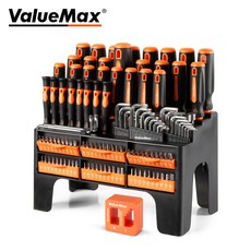 ValueMax 126종 자성 드라이버 세트 플라스틱 정리대 포함 자화기 비자화기 DIY 수리용 공구 비트 키트 가정용 인테리어 공구 선물, 1세트, 126개