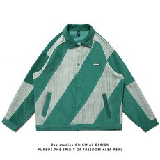 Dee studios패션 브랜드 작은 향수 비스듬한 스티칭 대비 코듀로이 코트 남성과 여성2022올해의 봄