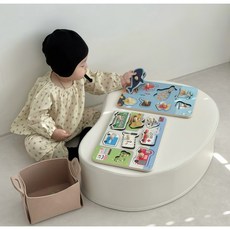 유아 아기 땅콩 테이블 간식 놀이 소프트 쿠션테이블 아기 책상 스툴 AMOO 아무, 크림화이트