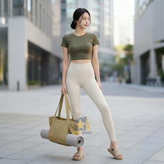 렘코 요가매트가방 대용량포켓 숄더토트 수업필수 한방수납, 1개, 08.카키