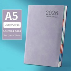 가죽 커버 일정 플래너 노트패드 종이 노트북 리본 북마크, 1개, 1매, 4. Purple