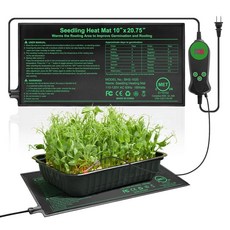 내장 온도 컨트롤러가 있는 묘목 열 매트 25.4 x 52.7cm10 20.7인치 간편 방수 식물 난방 패드 실내 종자 발아 시작 수경재배용 조절기 포함 30