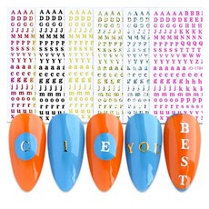 LANODO 12枚 네일 스티커 알파벳 3D 영문 영어 (12색) 알파벳 예쁩니다. 네일 스티커 DIY (2135)