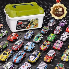 合金小車禮盒 兒童合金小汽車玩具車男孩賽車工程回力仿真模型禮盒套裝生日禮物, 1個, 【收纳桶】30辆惯性合金车