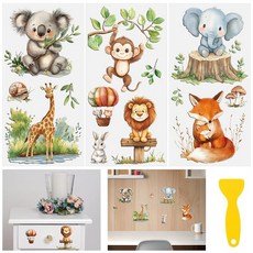 HICOHAND Rub On Transfers for Crafts 3pcs 애완견 전사 UV DTF 스티커 방수 데칼 가구 나무 스크랩북 유리 컵 꽃병 휴대폰 쉘 장식, 정글 동물