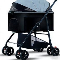 可折疊分離式寵物手推車 狗狗貓咪適用 台灣貨 寵物推車 中大型犬外出推車, 1個, 绅士灰