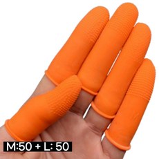 제이스토어 손가락 고무장갑 미끄럼방지 골무, 100개, 주황색