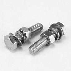 304不鏽鋼法蘭閥門螺絲螺栓套裝，外六角螺絲桿螺母墊片組合，多規格可選，適用於機械、建築、DIY, 1個, 【304】M16*70mm（套裝）