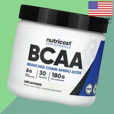 뉴트리코스트 퍼포먼스 BCAA 아미노산 BACC 무향 6.3온스 180g Nutricost Performance Unflavored 6.3oz