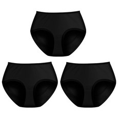 HARUBAN 3條女士四重衛生內褲一天半（帶衛生巾 防水）, 黑色