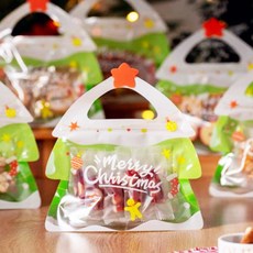 [오브제스타] 크리스마스 트리 선물포장 지퍼백+네임스티커, 30세트