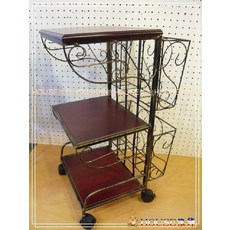 House傢飾 鐵藝三層二籃雜誌架/雜誌桌(附輪) 限量新款
