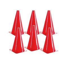 NORDITION 23公分多功能標記三角錐，台灣製運動訓練角錐，適用於直排輪、溜冰、體育課及校隊訓練，提供清晰路障標誌，6個/組, 1套, 紅色