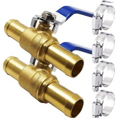 호라이즌스트 브라스 34인치 바브 볼 밸브 수도관 에어펙스 호스 연료 라인 오일 튜빙 하이드로 플로우 천연 단열재 클램프 2개로 차단, 3/4 inch