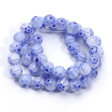 쥬얼리 제작용 무라노 램프워크 꽃 원형 유약 유리 구슬 DIY 팔찌 목걸이 수제 공예 액세서리 46 개 8mm, 8mm 46pcs, C05722, 46개