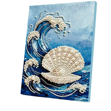진주 그림 진주 조개 모티브 DIY 핸드메이드 인테리어 액자, 1개, 파란색