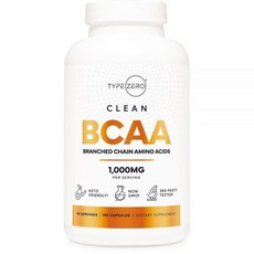 Type Zero BCAA 1000mg (180캡슐 90회분) 분지쇄 아미노산(L- 류신 500mg L-이소류신 및 L-발린 1000mg), 1개, 180정