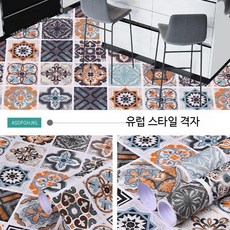 욕실 바닥 미끄럼 방지 시트 방수 셀프 시공 가능한 두꺼운 PVC 타일 바닥 스티커 거실 현관 계단용, 바닥 매트 - 유럽 스타일 격자