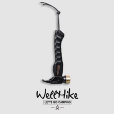 WELLHIKE 露營槌 銅頭櫸木不銹鋼 帳篷釘錘, 全黑木不鏽鋼銅錘, 1個