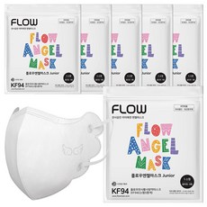 플로우천사 KF94 새부리형 어린이 유아 컬러 마스크 소형 (날개핏), 5개입, 6개, 화이트