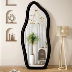 雲朵全身鏡 新款餅乾造型 房間客廳服裝店適用 靠牆支架 網紅拍照穿衣鏡, 經典黑（不帶支架）,160*60