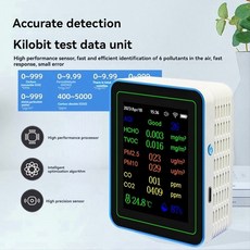 Tuya Wi -Fi 12 in 1 Air Quality Monitor 다기능 PM2.5 AQI PM1O HCHO TVOC CO CO2 스크린 디스플레이 에어 탐지기 화이트, 하얀색