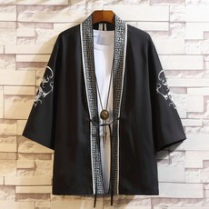 Makone 남자유카타 여름 차이나스타일 고풍 자수 도포 남자아이스 매우얇은 자켓 기모노 자외선차단옷